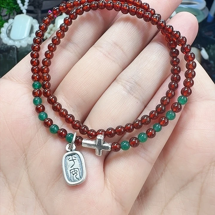 手链银S925镶嵌石榴石