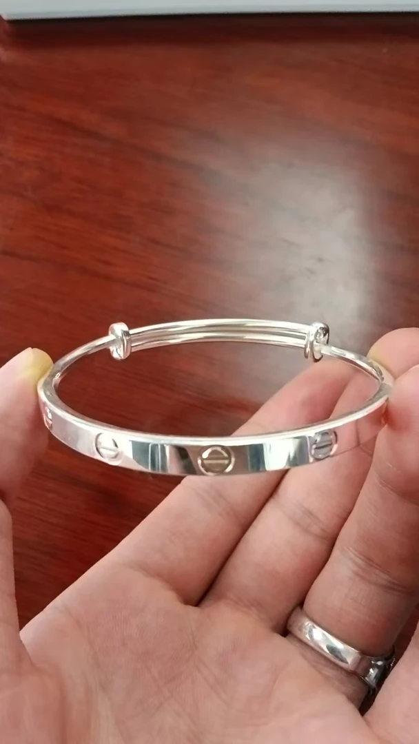 足银仿珍珠手镯 爱民纯银首饰手镯