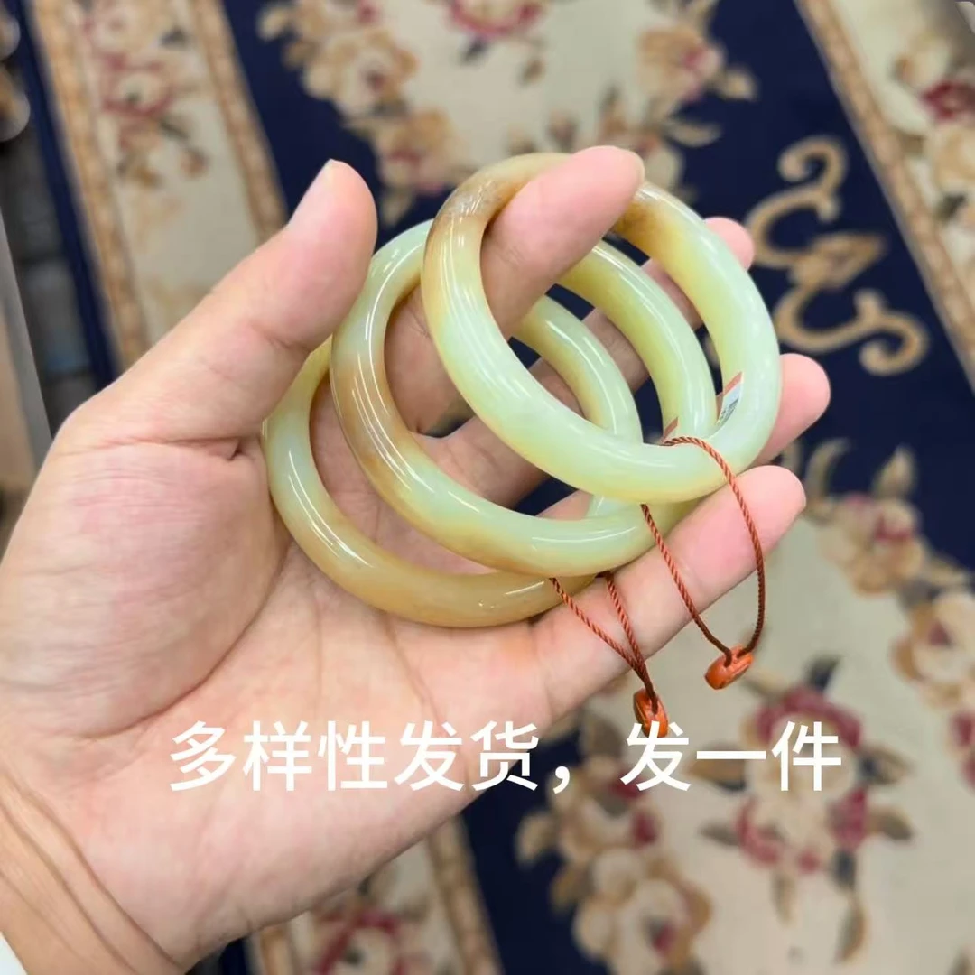 【香掌柜】和田玉黄口带糖宽条手镯【多样性发货，发一件】