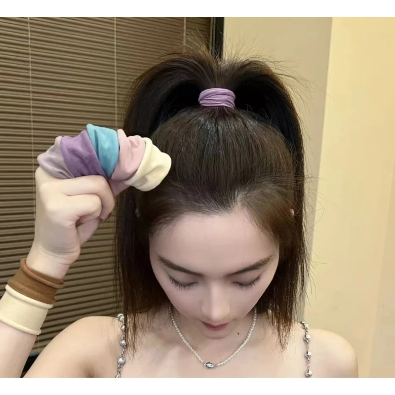 诗泊雅 新款巨柔软高弹力肌肤感面膜发圈超宽无接缝简约多色扎发