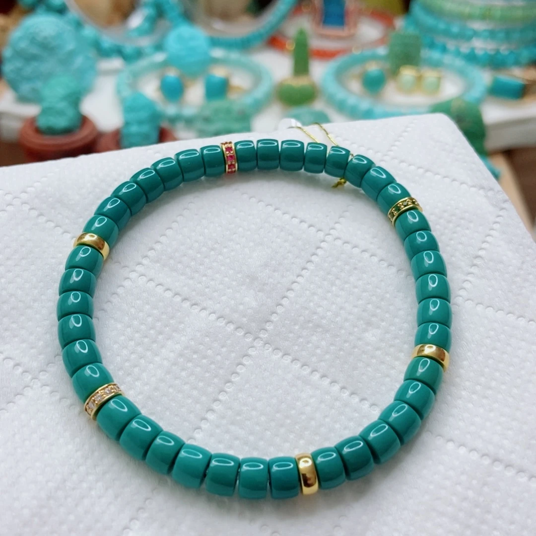 18K金镶嵌绿松石手串5mm