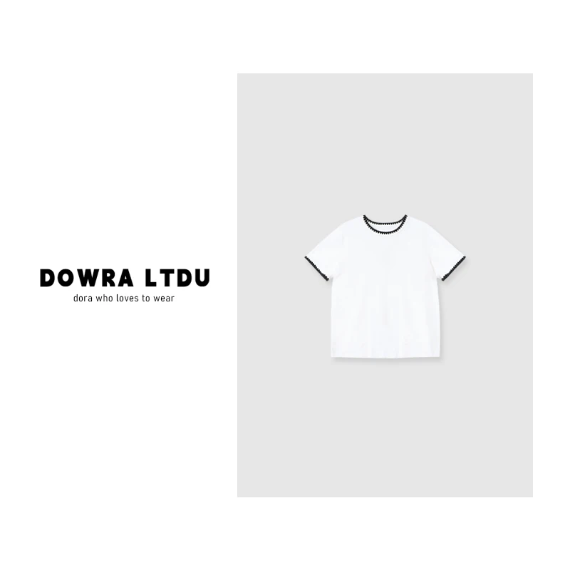 朵拉【自成焦点】2025年春季新款圆领纯色百搭短袖T恤女 016-00163