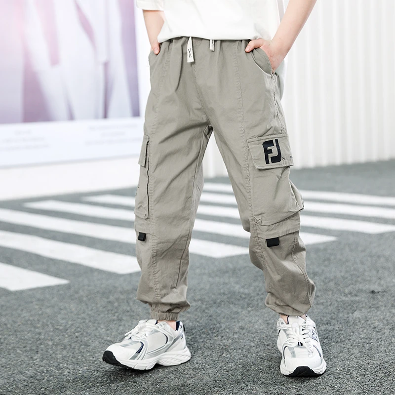 男童纯棉裤子夏季薄款男孩中大童工装裤秋季长裤儿童百搭裤子新款