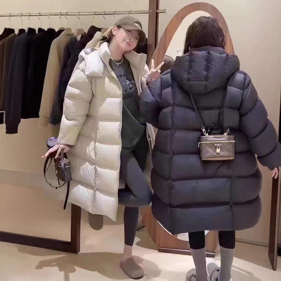 云感泡芙90白鸭绒羽绒服女中长款过膝加厚2025新平湖批发轻盈保暖