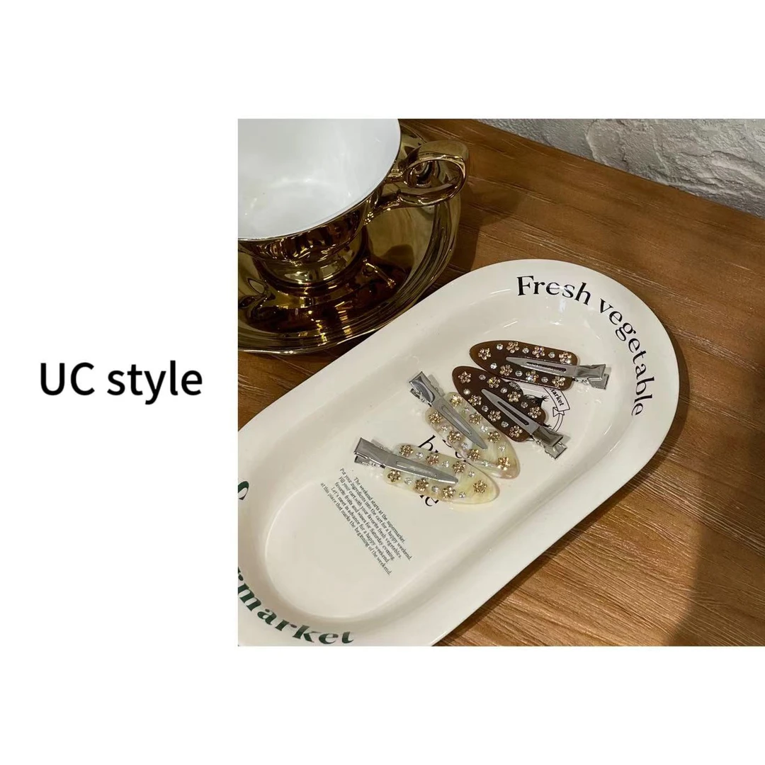 【一对】美拉德色系闪闪花朵刘海夹