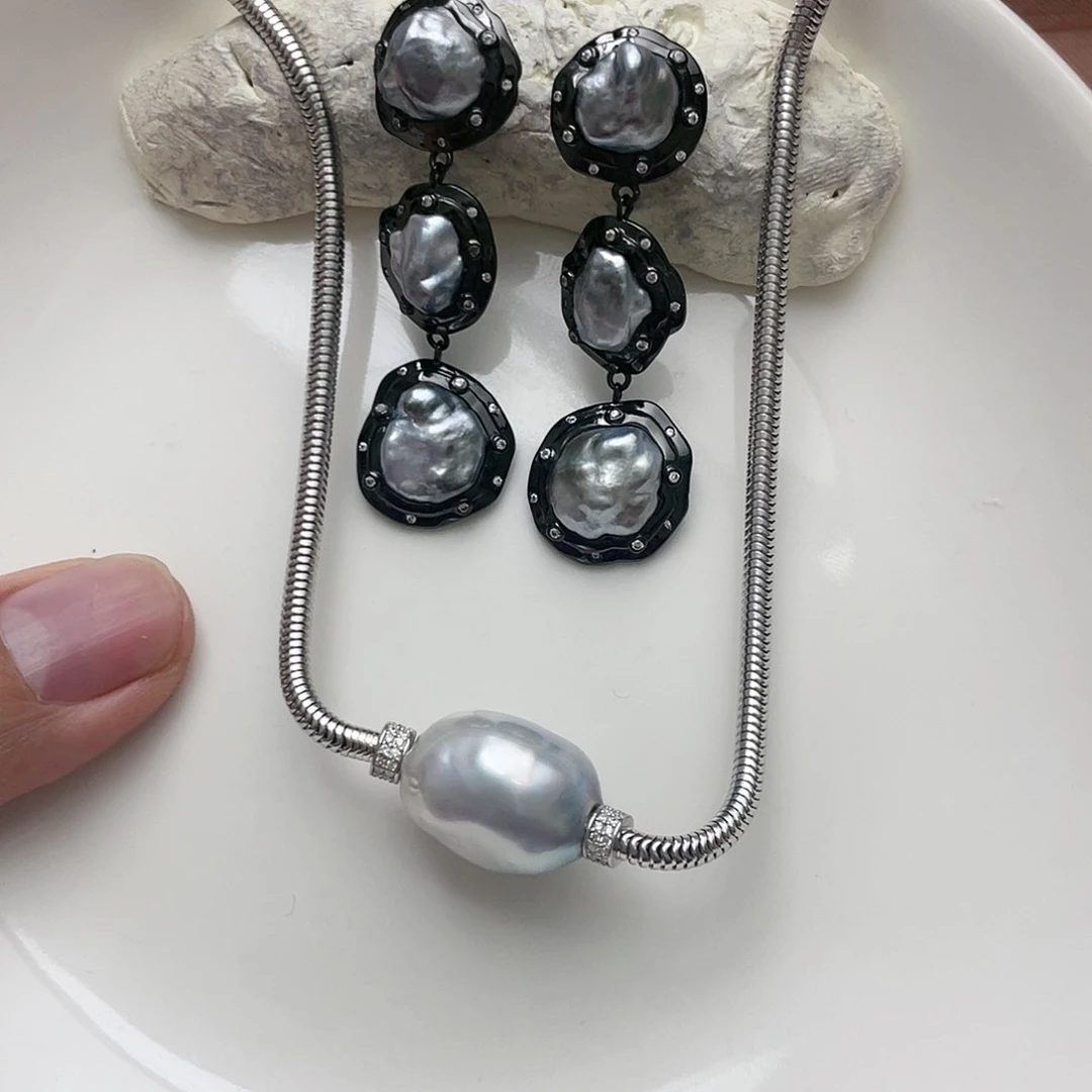 海水珍珠颈饰银S925镶嵌冷*