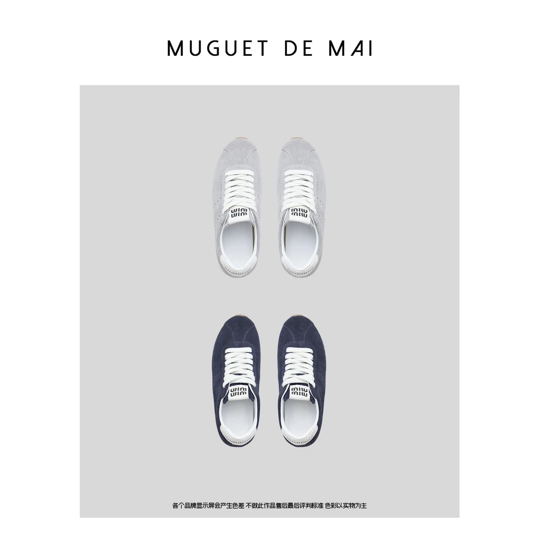 【MGDM】miu系真皮牛反绒羊皮橡筋底软底运动阿甘鞋复古德训鞋女