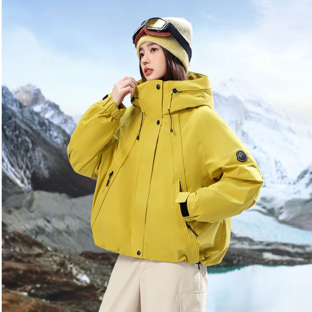 厚款连帽短款纯色拉链加厚宽松保暖时尚鹅绒羽绒服休闲户外通勤