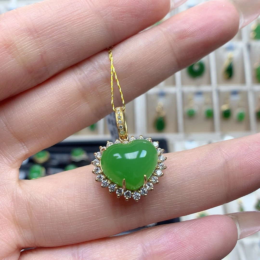 和田玉颈饰18K金镶嵌1014