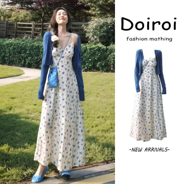 【7902人收藏】纯欲风连衣裙穿搭一整套夏季甜美V领碎花吊带裙