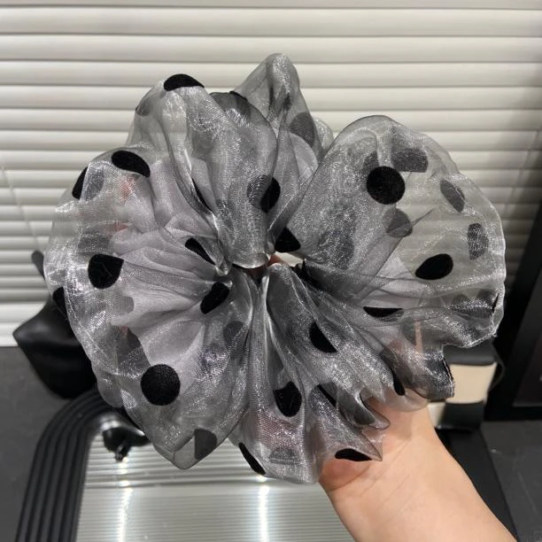 韩国欧尼波点网纱大肠发圈头饰女2025新款气质扎头绳女