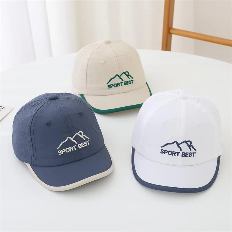 宝宝帽子夏季薄款速干短檐鸭舌帽男童女童百搭户外出游透气棒球帽