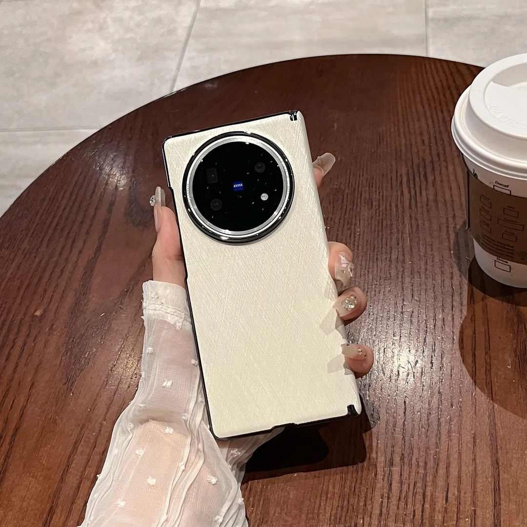 适用vivo x fold5手机壳折叠屏xfold5素皮金丝银锦纹全包铰链保护