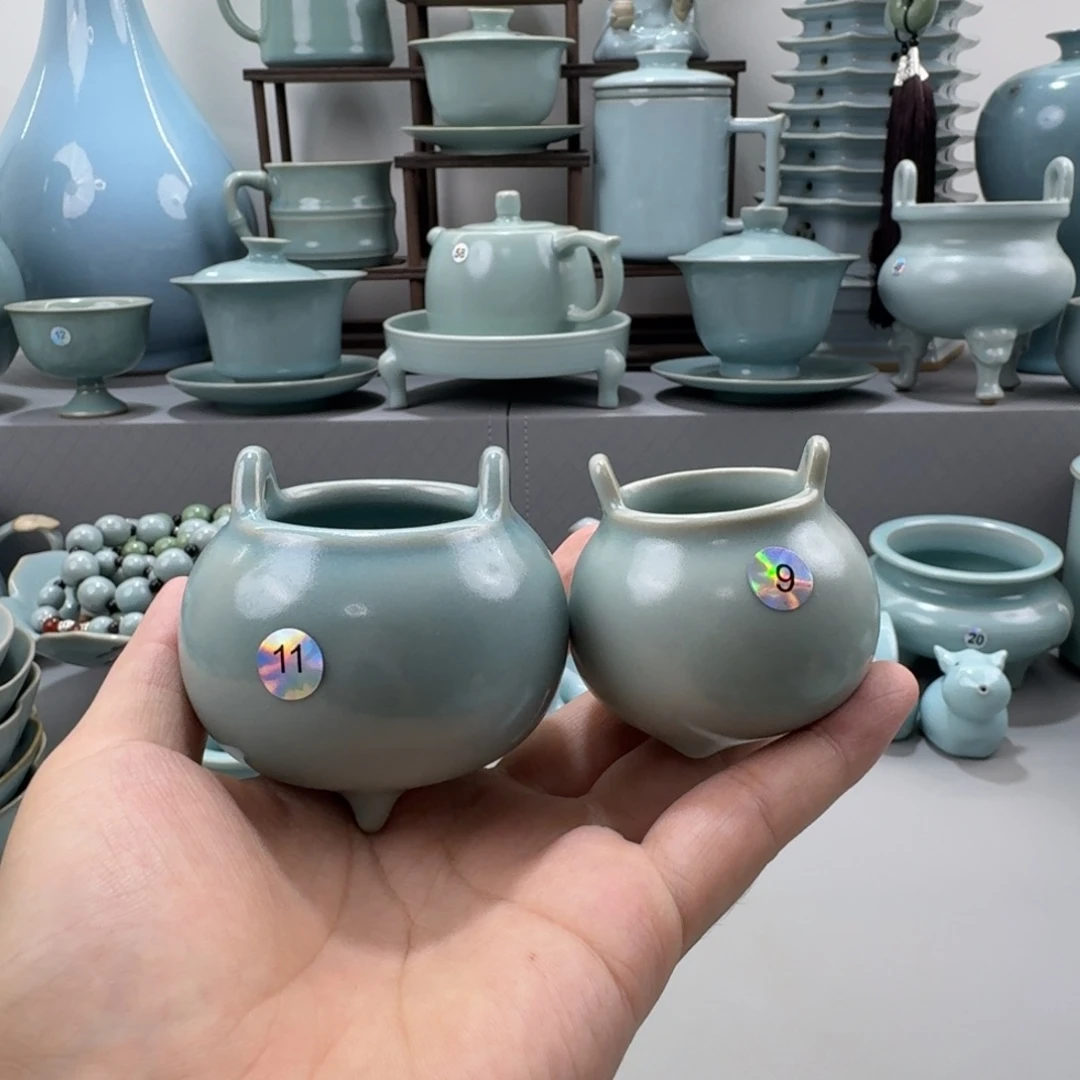 摆件汝窑仿古釉线香炉