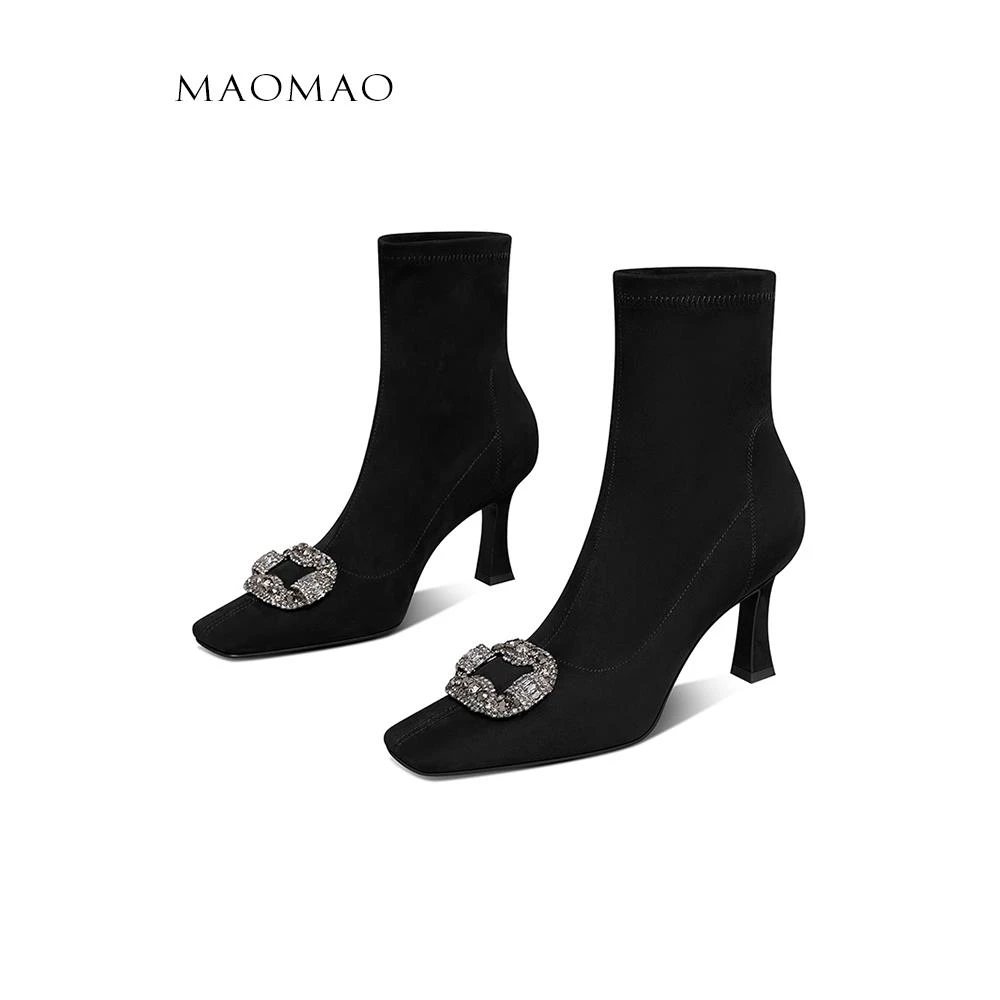 【维米克设计师版】明星同款万众瞩弹力瘦瘦短靴子方头