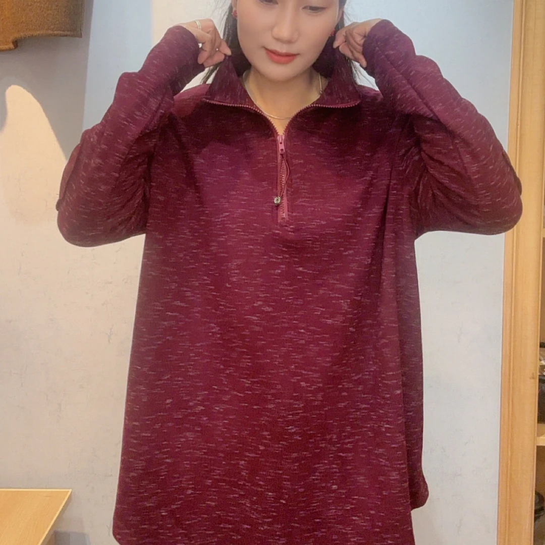 冬季休闲宽松加绒半拉链弹力打底保暖又百搭