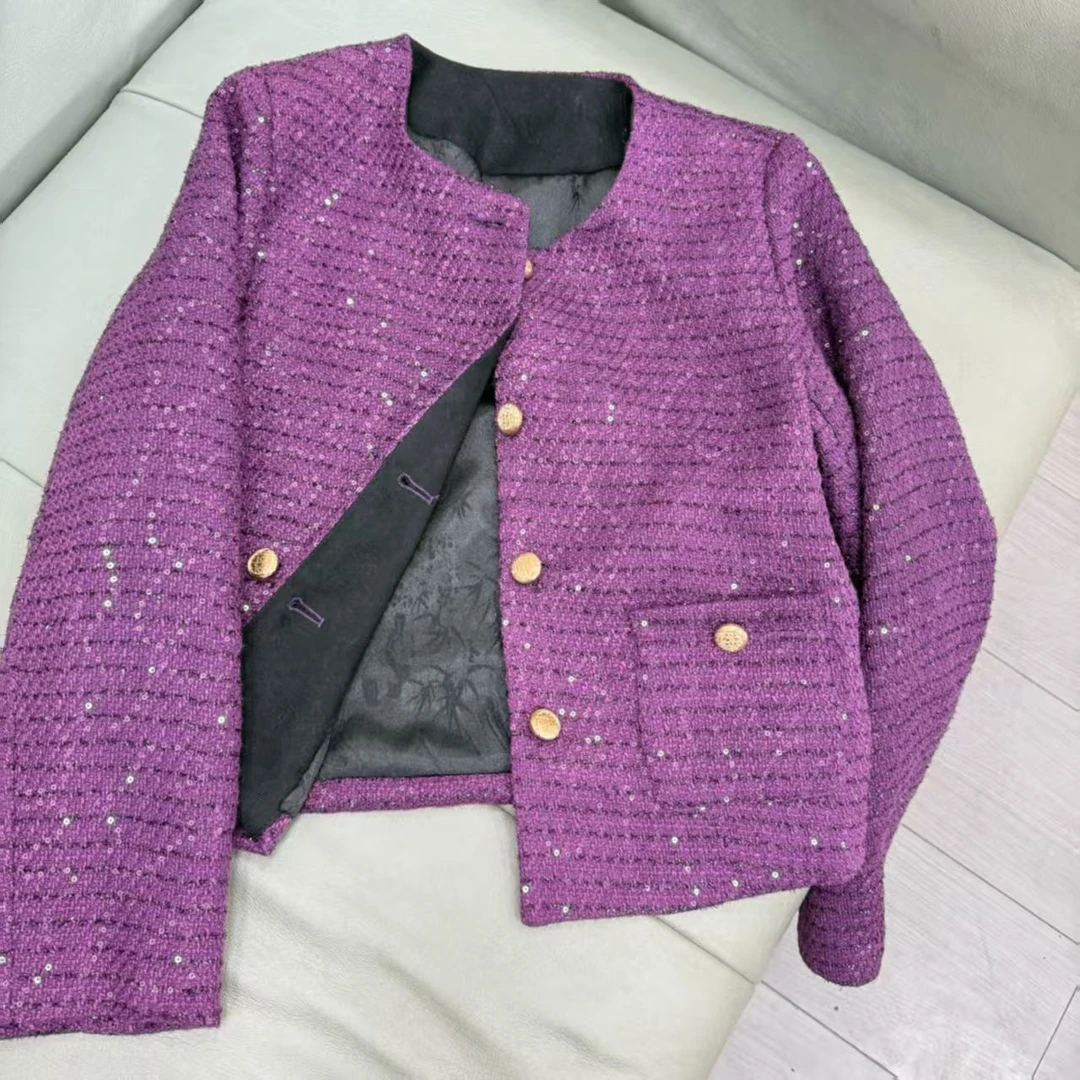 2025年新款法式重工时尚亮片百搭小香风外套