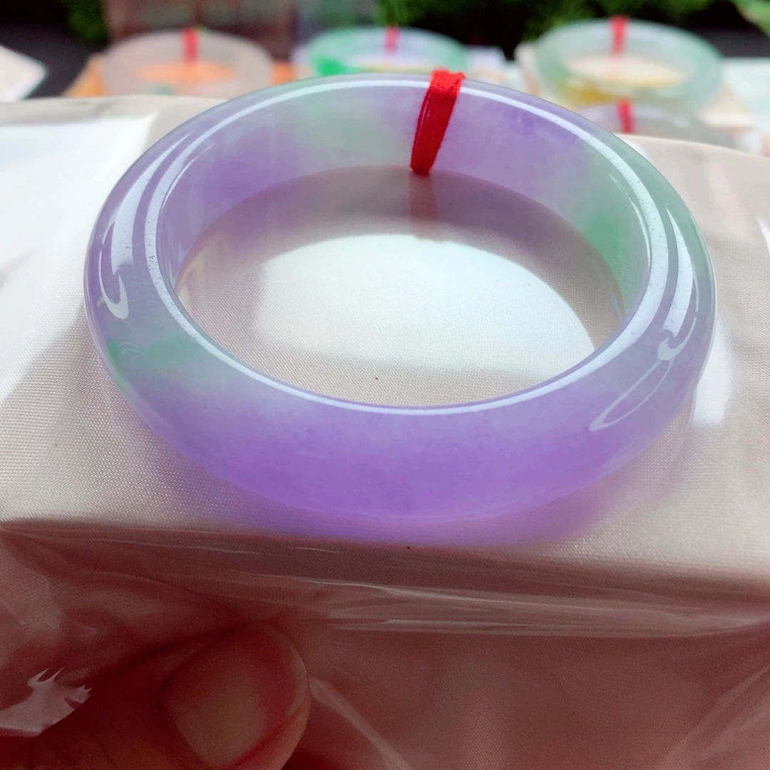 翡翠未镶嵌手镯师妹54双彩妖紫最后一个（1号）