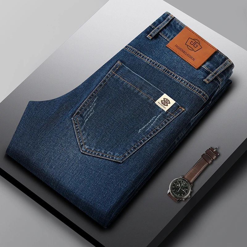 香港高端牛仔裤男士2025春秋款宽松直筒美式弹力棉弹百搭休闲裤子