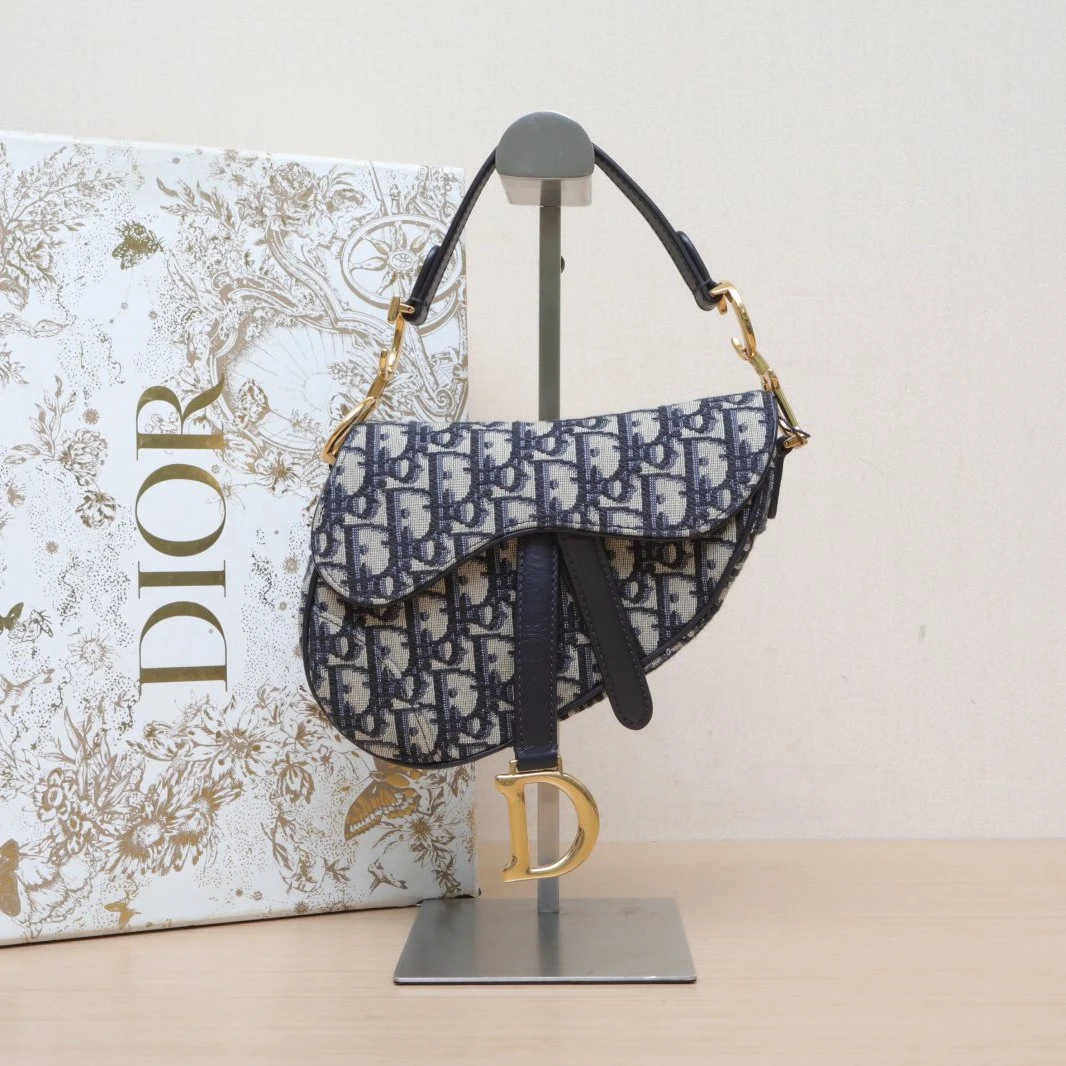 99新 DIOR/迪奥 【娇】手提包马鞍 小号 21 墨蓝色 P235094524