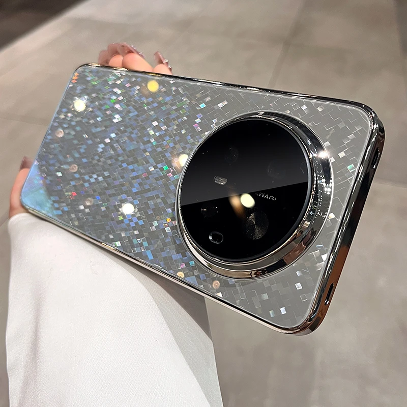 菱格亮片适用华为mate70pro手机壳ins风数码实用配件带镜头膜高档