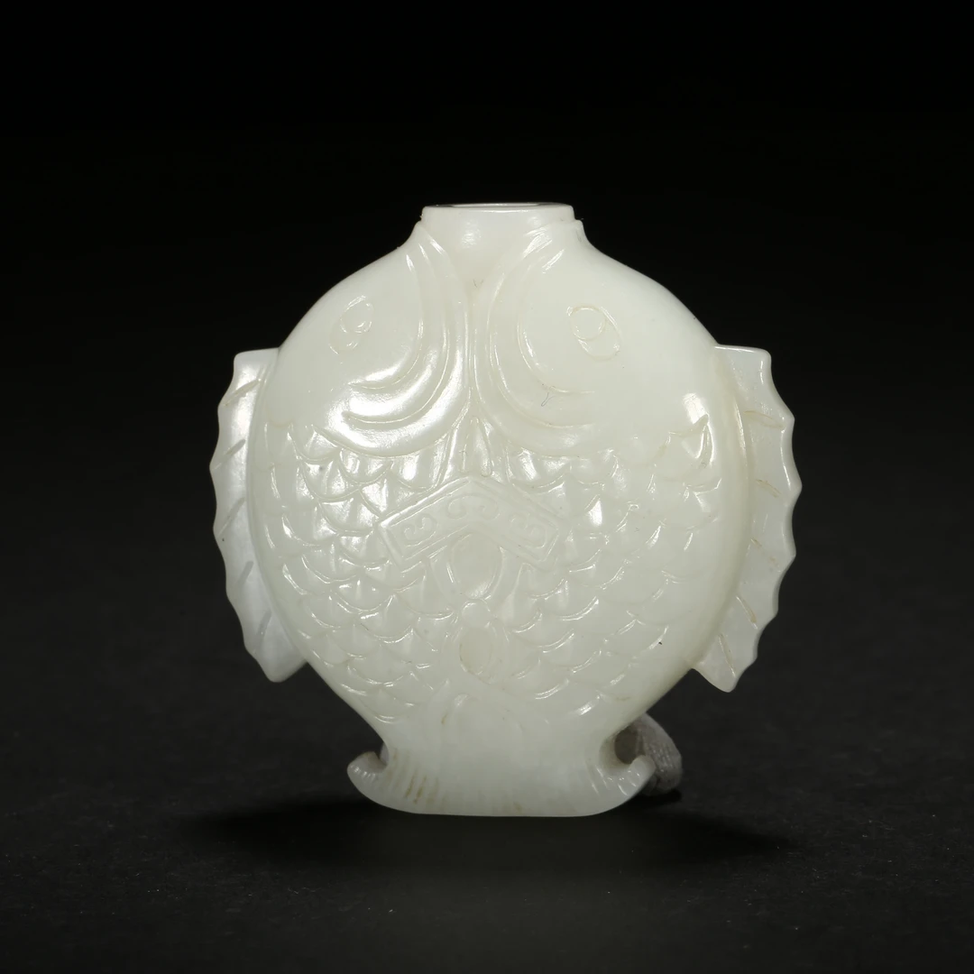 清代*白玉双鱼鼻烟壶/12ALJ0143/和田玉【北京文博】