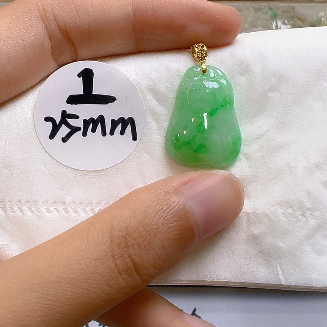 翡翠18K金镶嵌吊坠(不含链)翡翠