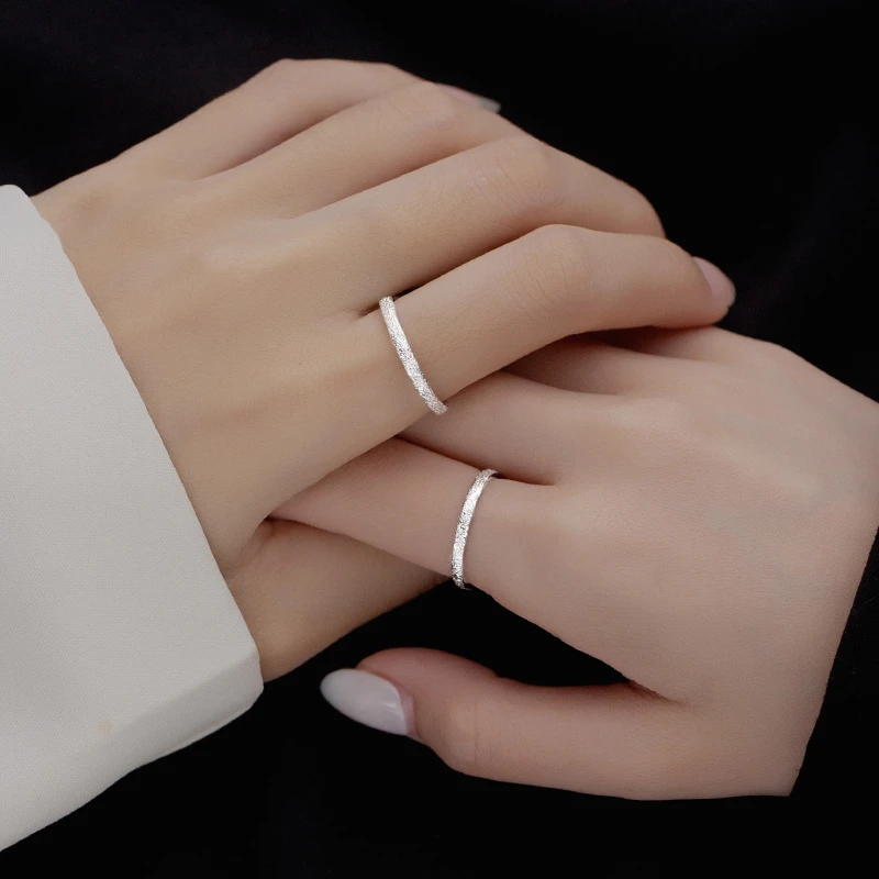 925银戒指 情侣款戒指食指指环对戒一对情人节礼物送女友轻奢饰品