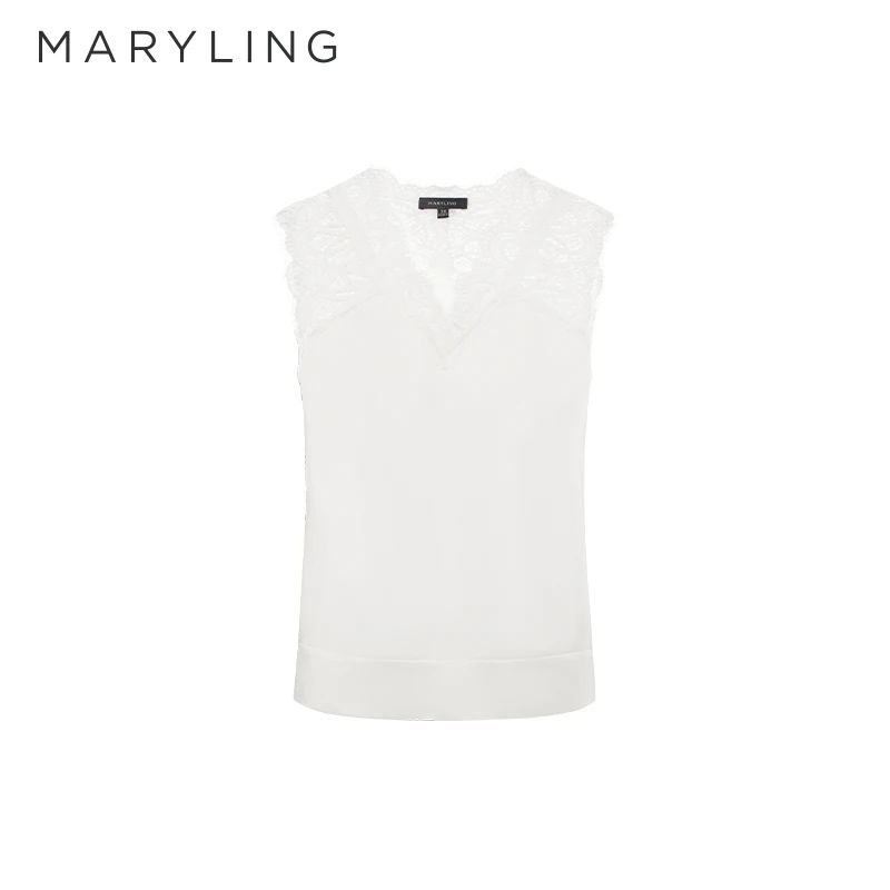 MARYLING玛俪琳2025春季新品三醋酸蕾丝无袖上衣A1FBW28110