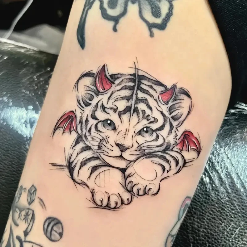 恶魔小虎 纹身贴花臂彩色半永久 高颜值霸气刺青真实感防水持久潮