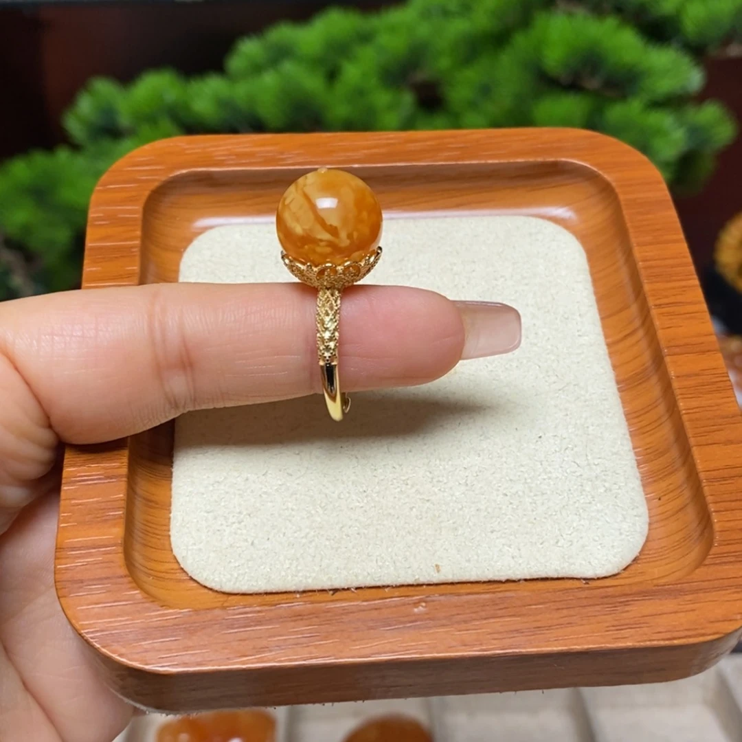 【闪购商品】裸石蜜蜡银S925镀金镶嵌
