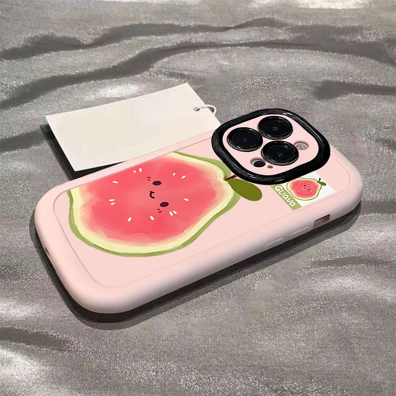 可爱粉芭乐适用iphone16promax苹果1514P手机壳泡芙13p/12/11全包