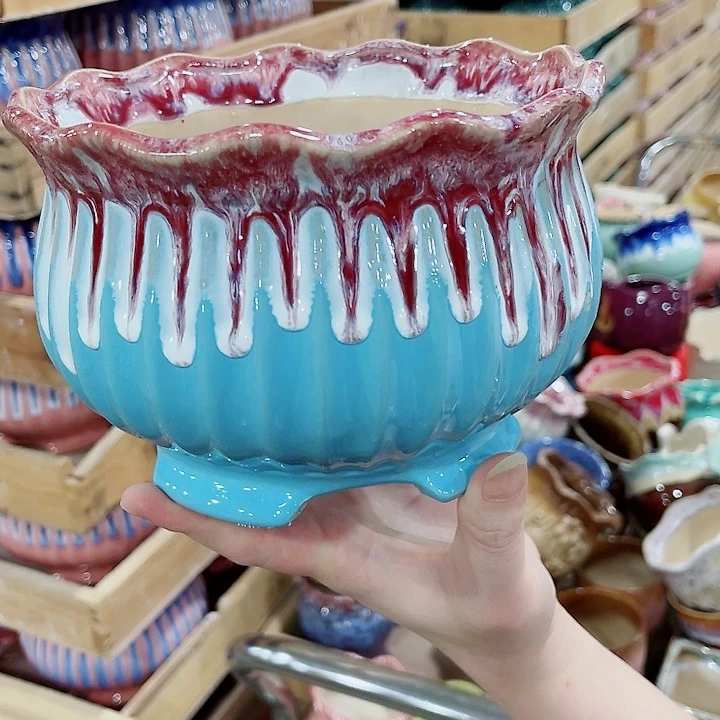 有孔，凑10元包邮陶瓷花盆发货！