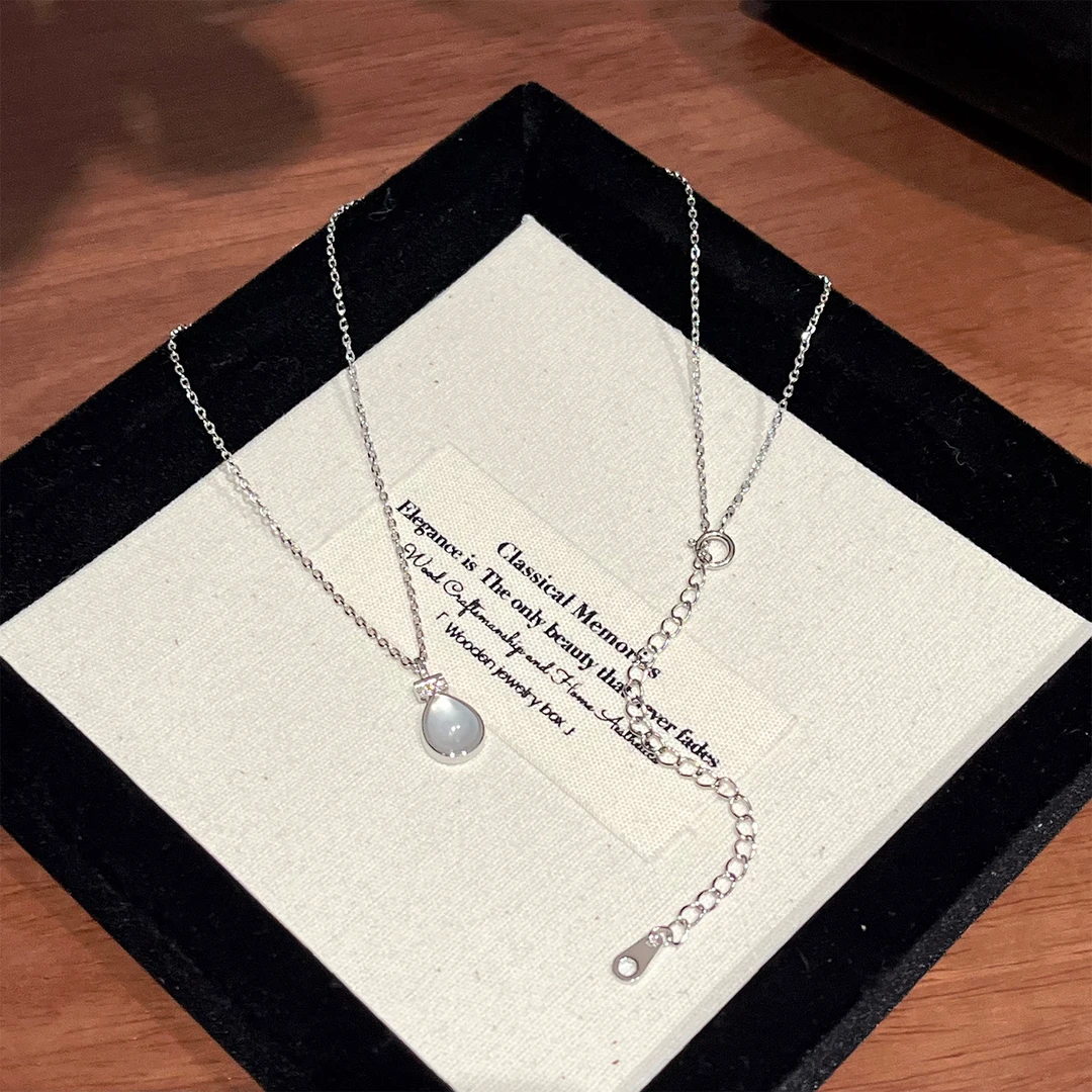 【水滴】轻奢百搭简约精致银色项链A1228