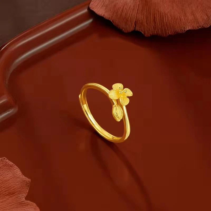 铜合金戒指 小众设计黄铜镀金电镀金时尚开口可调节女戒轻奢百搭