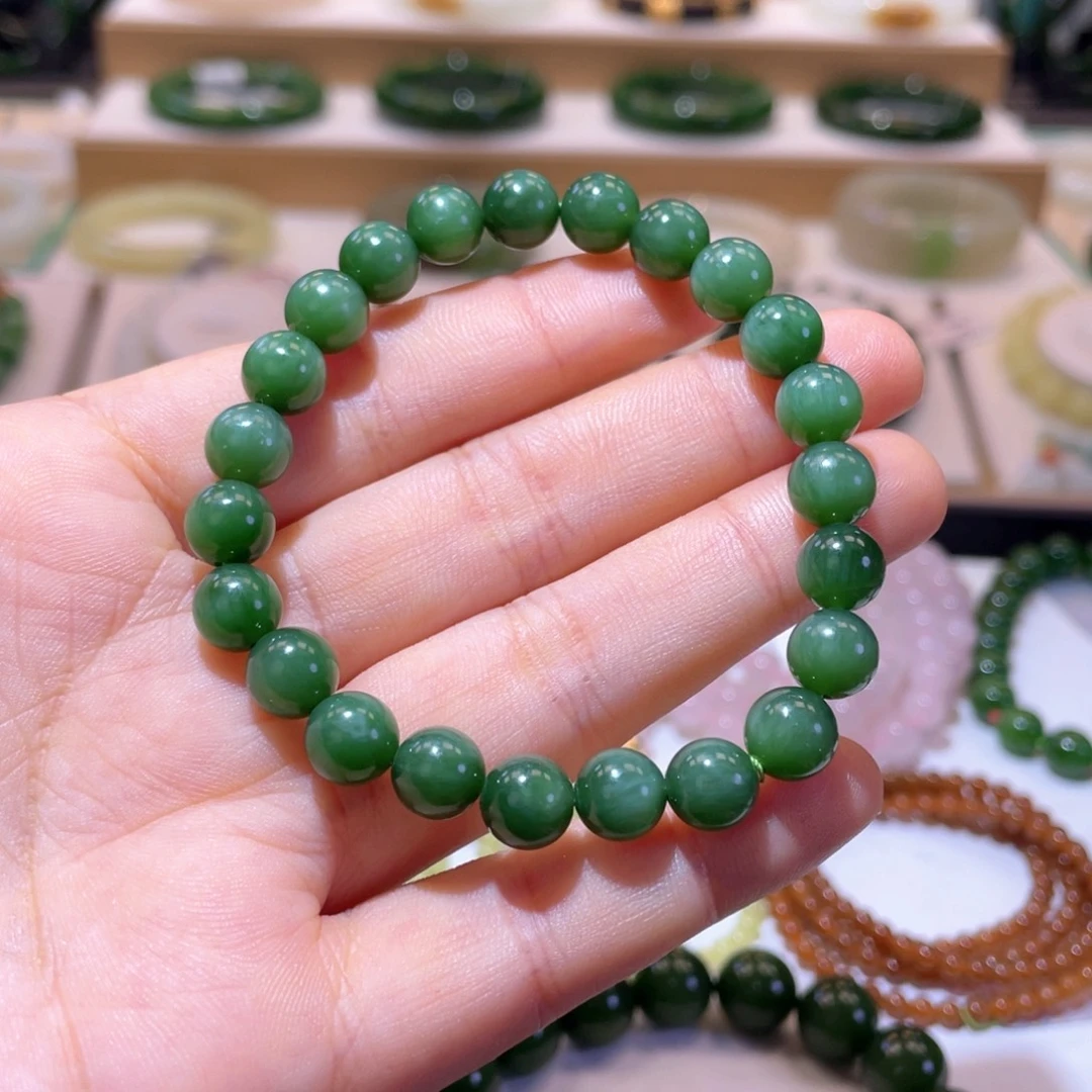和田玉未镶嵌颈饰高品碧玉手串
