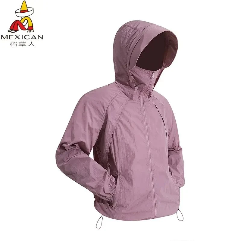 稻草人夏季冰丝情侣防晒衣运动速干连帽防晒外套户外凉感透气潮流