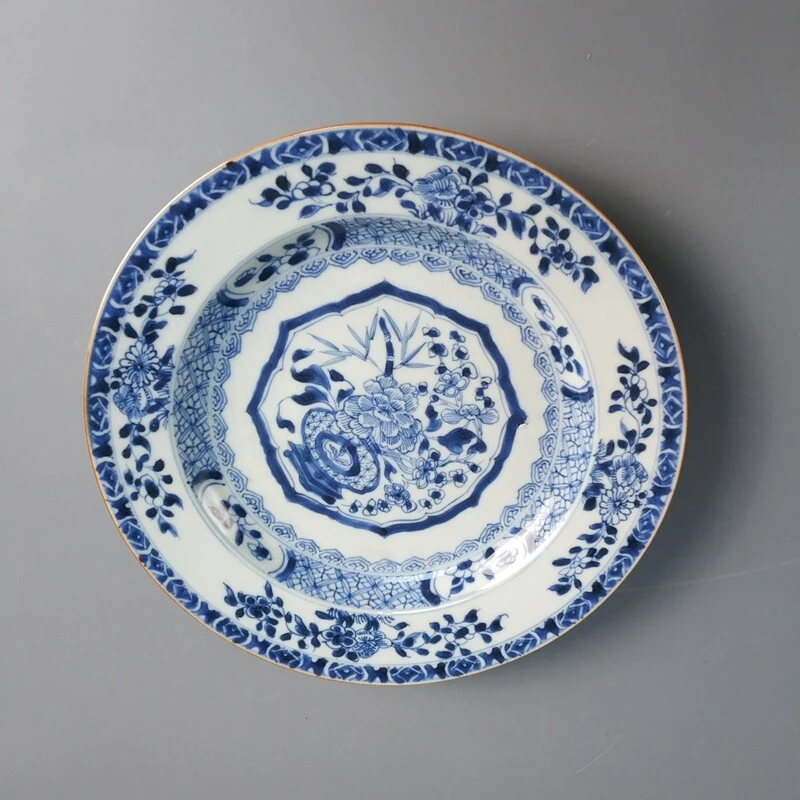 清康熙 青花牡丹花卉纹盘-M25KZ002F86-04