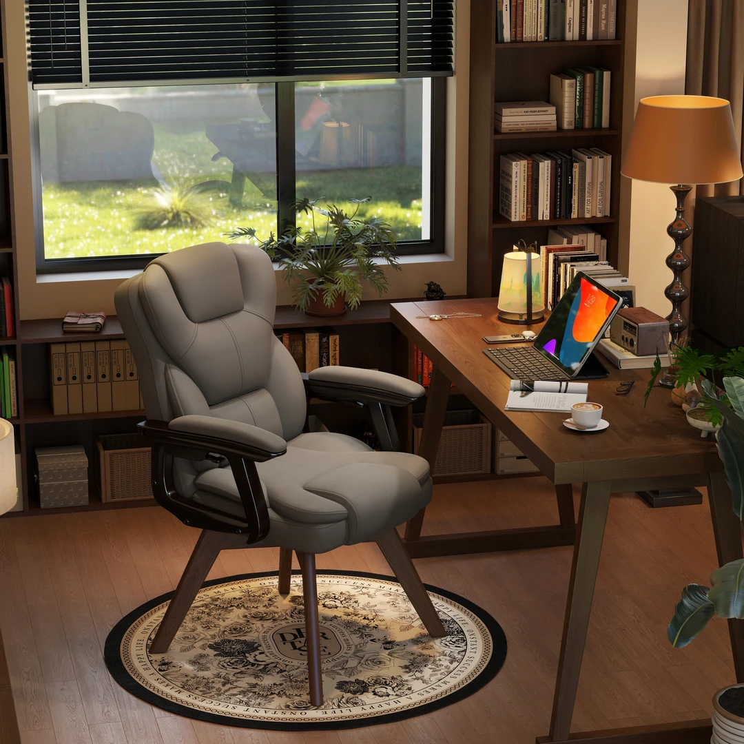 可旋转电脑椅家用书房书桌椅实木腿宿舍沙发椅舒服久坐休闲靠背椅