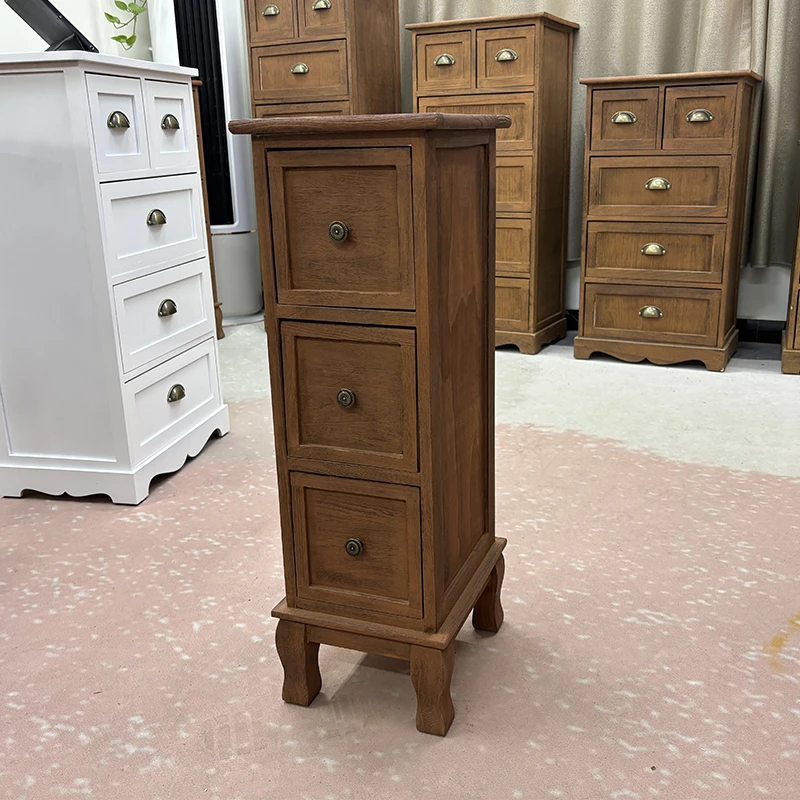 新25*30*76cm烧色3抽收纳柜整装抽屉式储物柜复古家用家用边角柜
