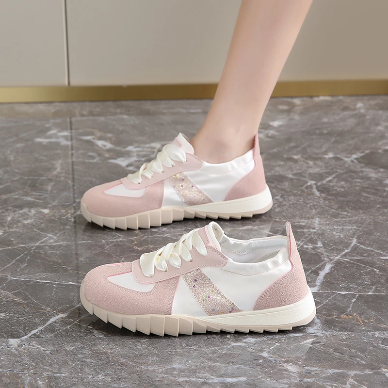 女生复古阿甘鞋缎面德训鞋厚底百搭芭蕾学生板鞋GL10