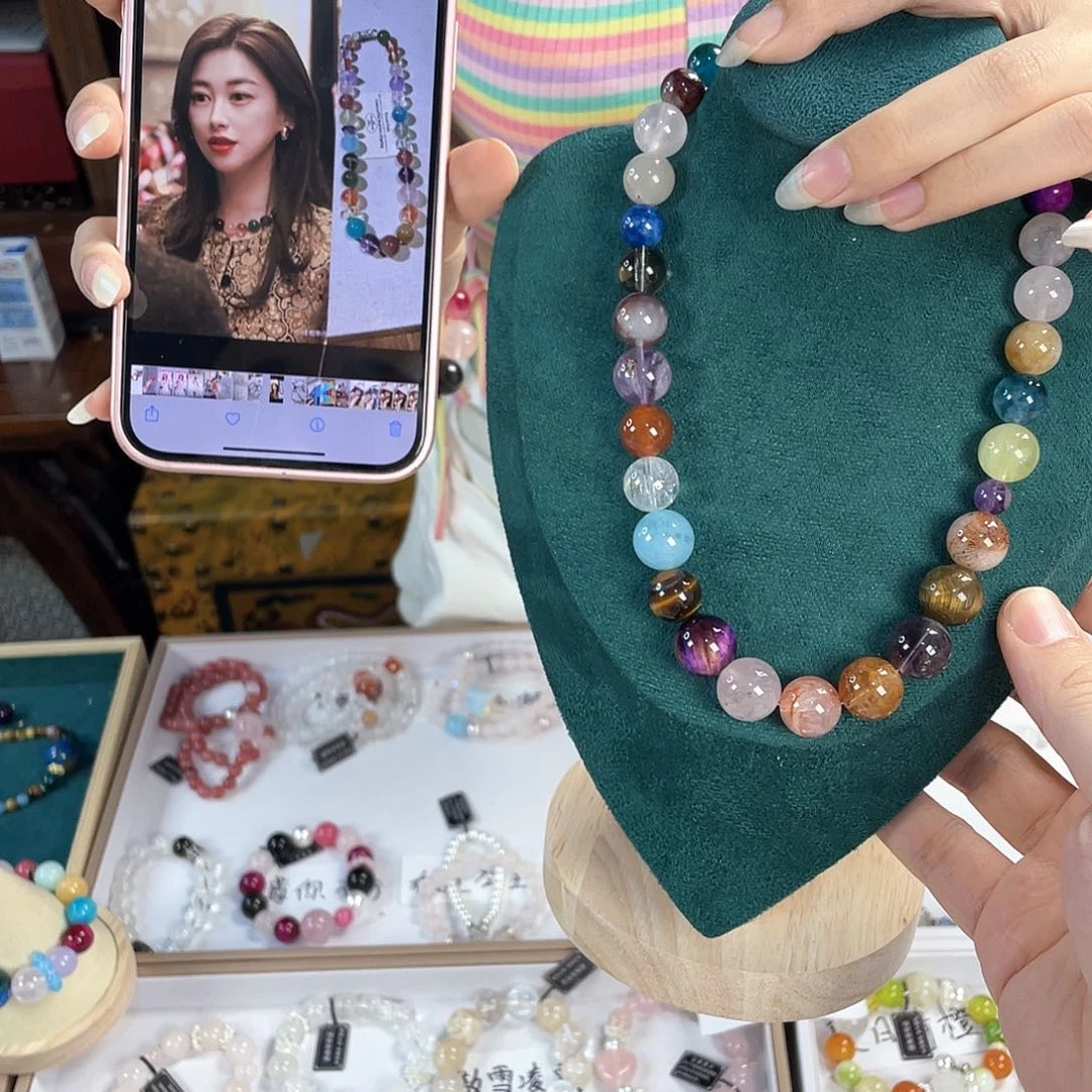 水晶手链银S925镀金镶嵌