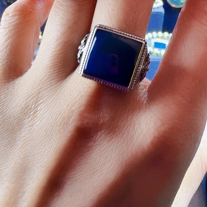 琥珀银S925镶嵌戒指多米尼加14.