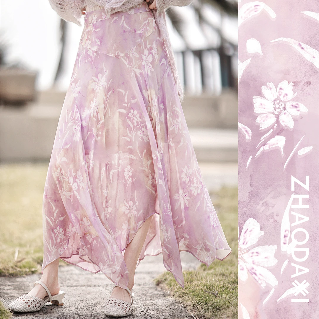 【赵大喜】原创真丝“向阳而生”半裙 | 作品登记100真丝手绘浪漫