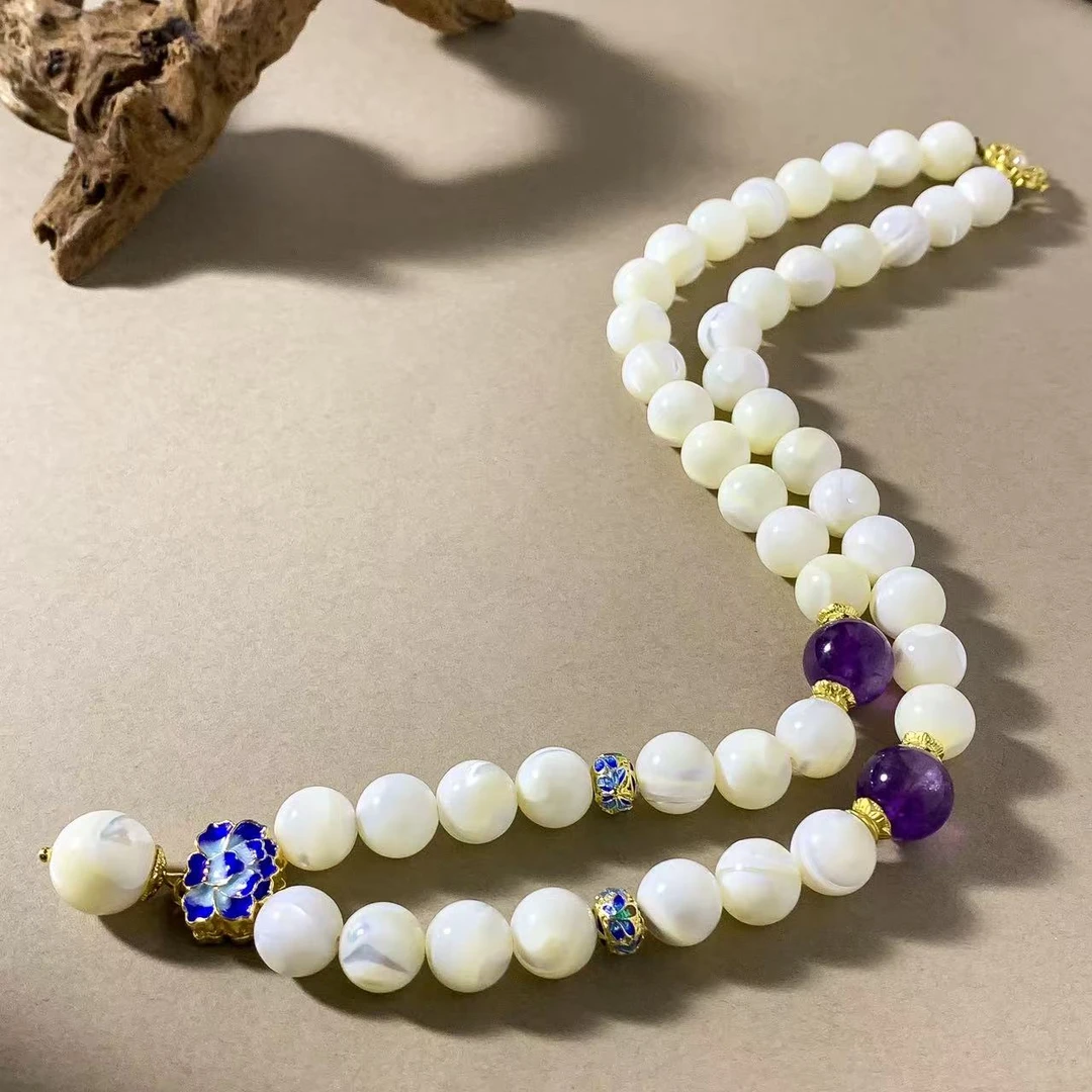 C3865【百百福珠宝】海之荣耀极光炫彩白 贝壳项链-送礼佳品