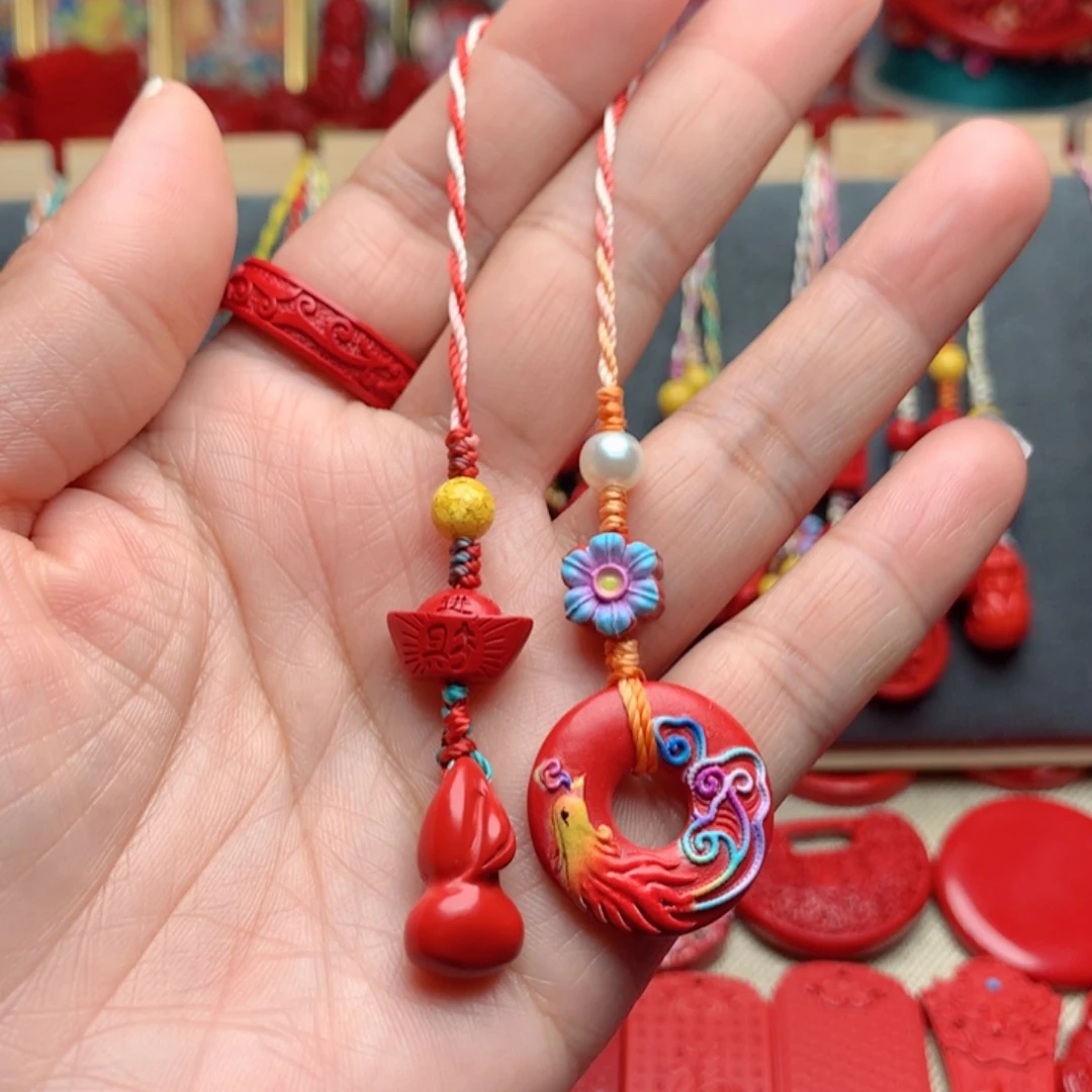 天然辰砂工艺品朱砂手机坠