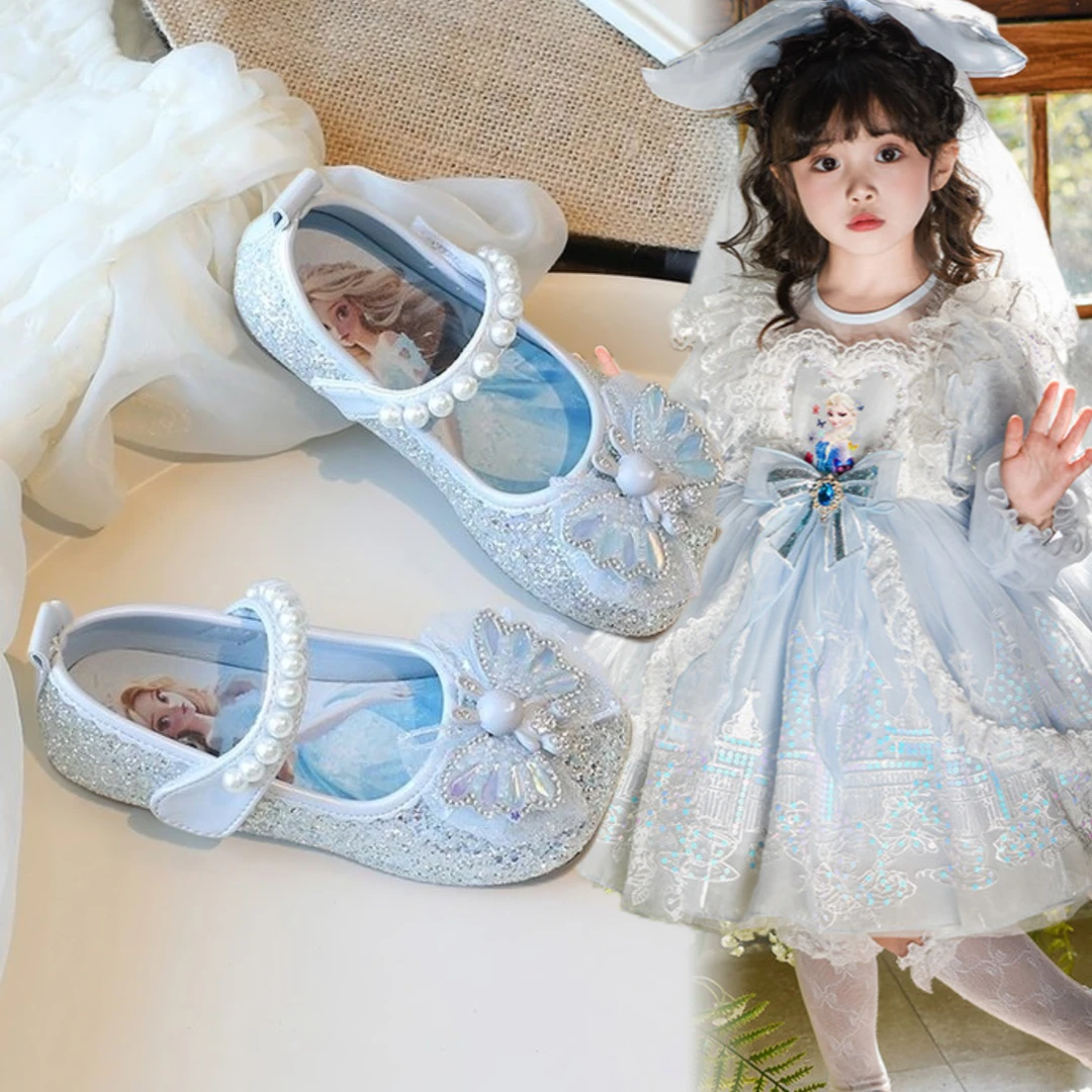 ABC 女童艾莎公主鞋2025年春秋新款小女孩洋气小皮鞋子百搭单鞋潮