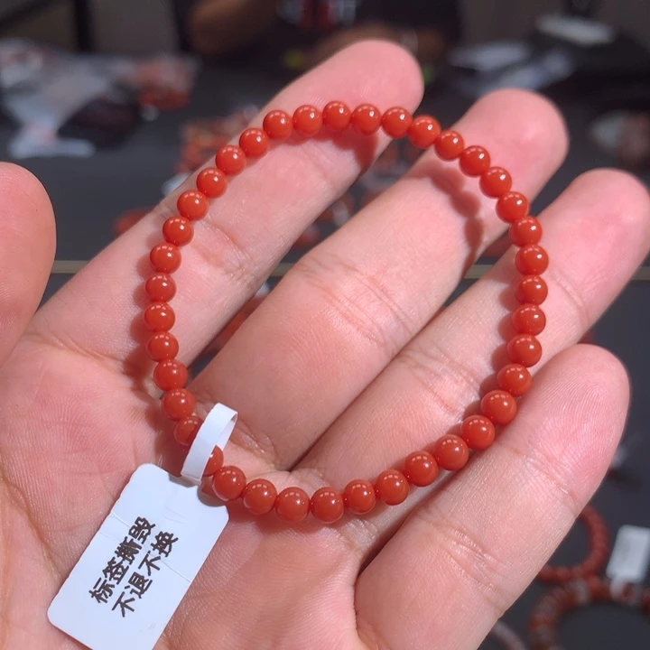 ****子南红玛瑙未镶嵌单圈4mm➕官坡锦红