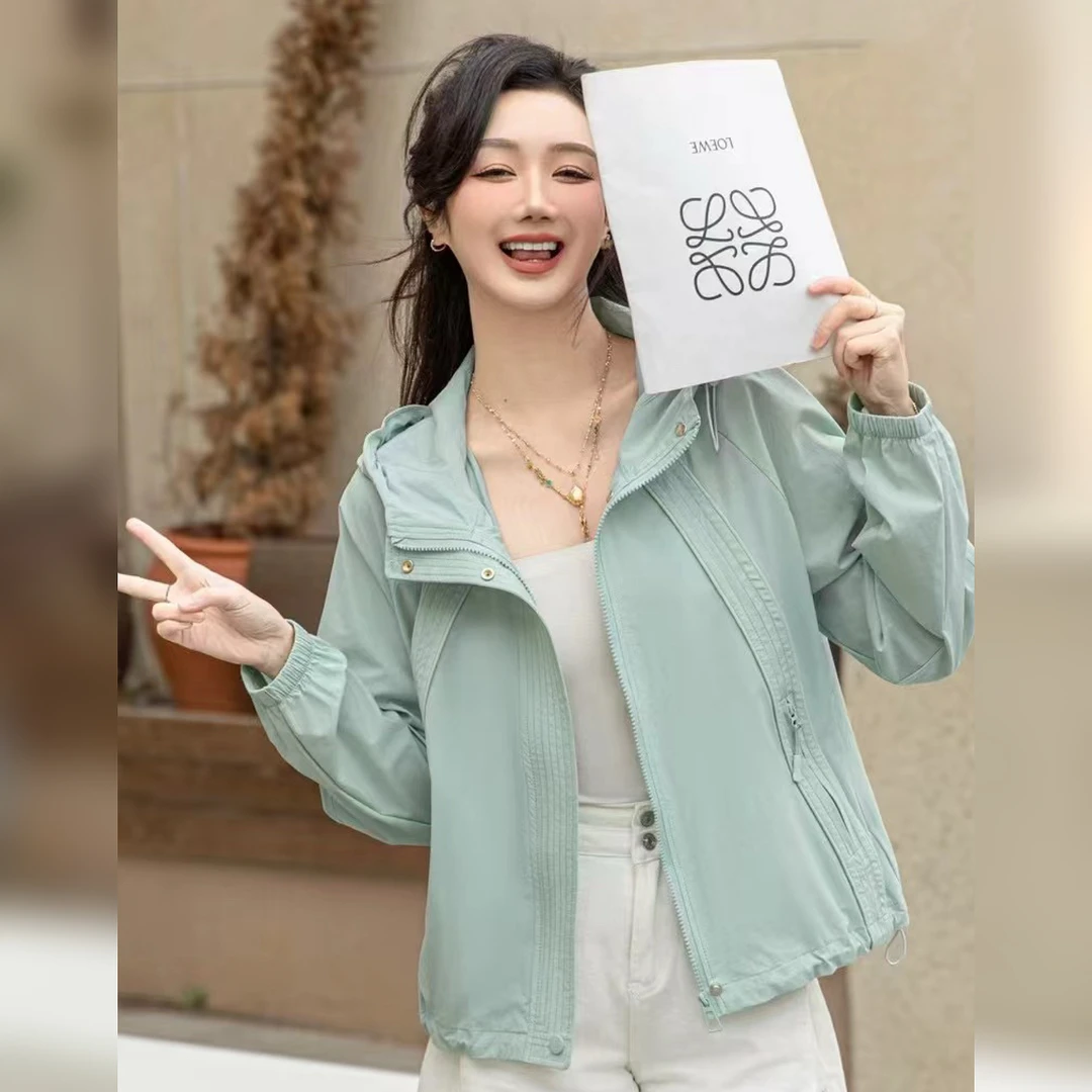 2025春夏季新款洋气百搭时尚休闲韩版减龄短款连帽宽松派克服外套