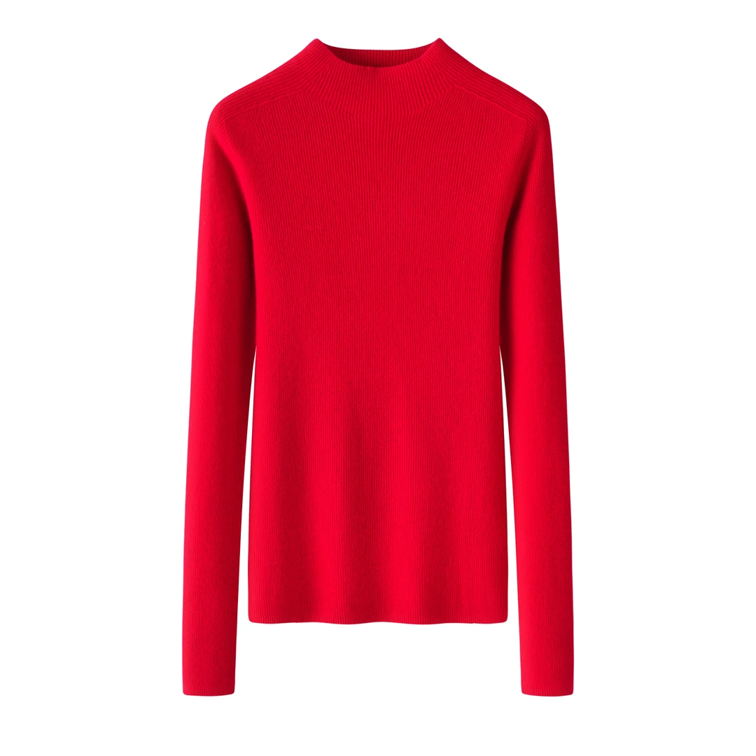 一线成衣女士半高领纯山羊绒修身打底衫